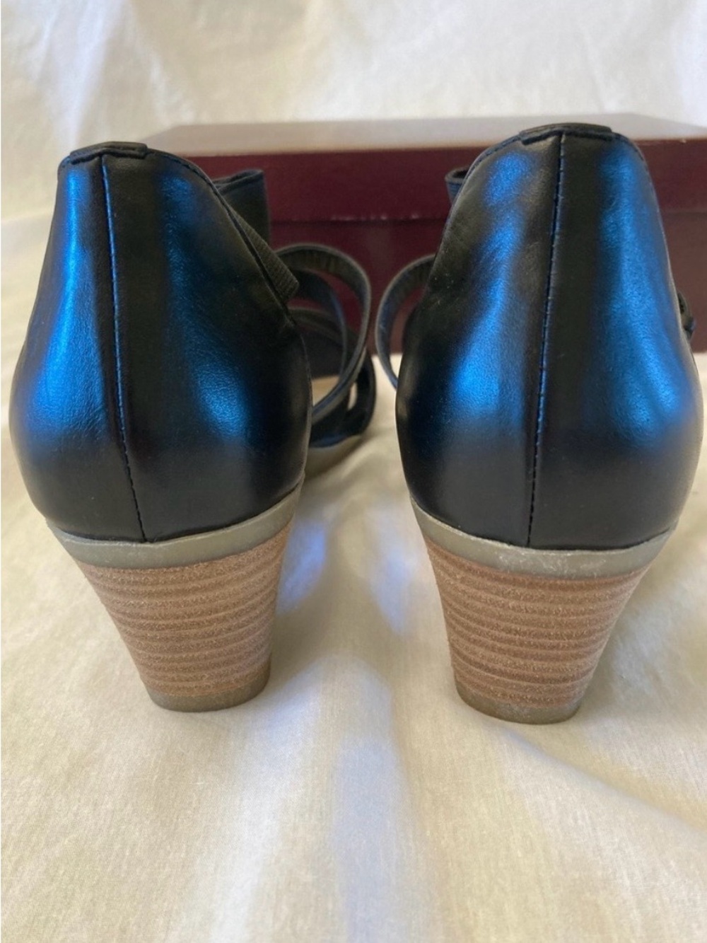 Calf leather strappy wedge heel sandals made in Italy - Picture 6 of 11